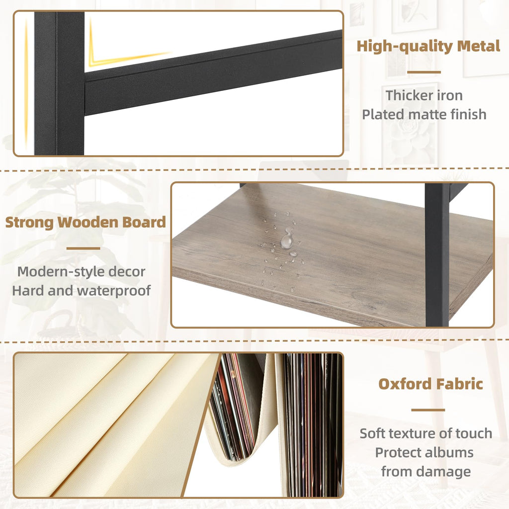 Bikoney 3-Tier Record Player Stand | Vinyl Storage Table for 200 Albums