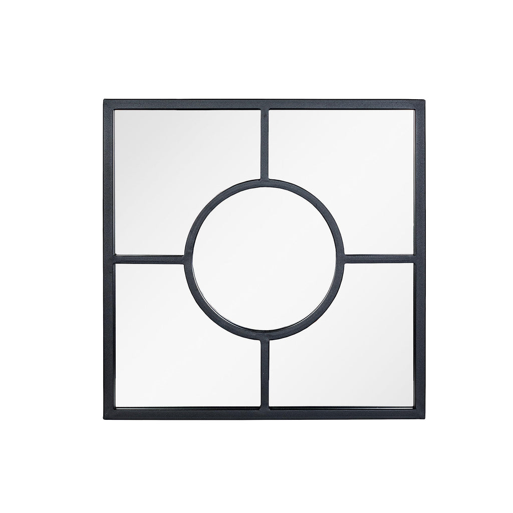 La Hacienda Black Square Garden Mirror – Durable Steel Outdoor Wall Decor