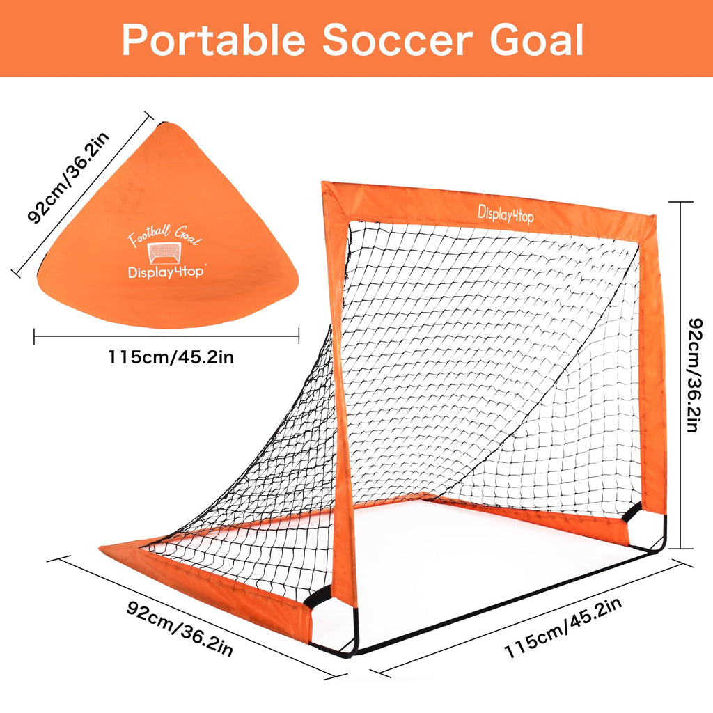 Display4top Set of 2 Pop-up Football Goals – Foldable Kids Soccer Nets