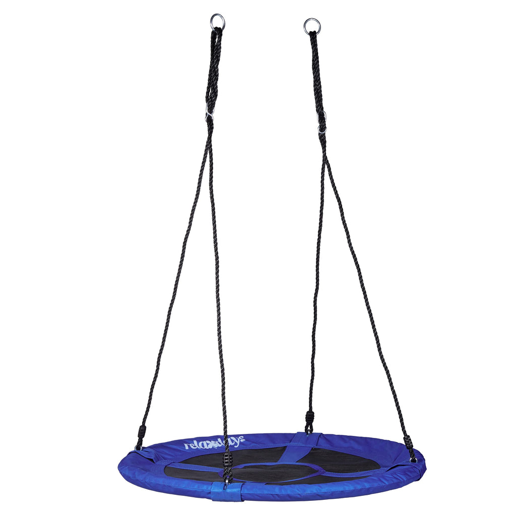 Relaxdays Round Nest Swing – Enclosed Padded Outdoor Seat, Dark Blue