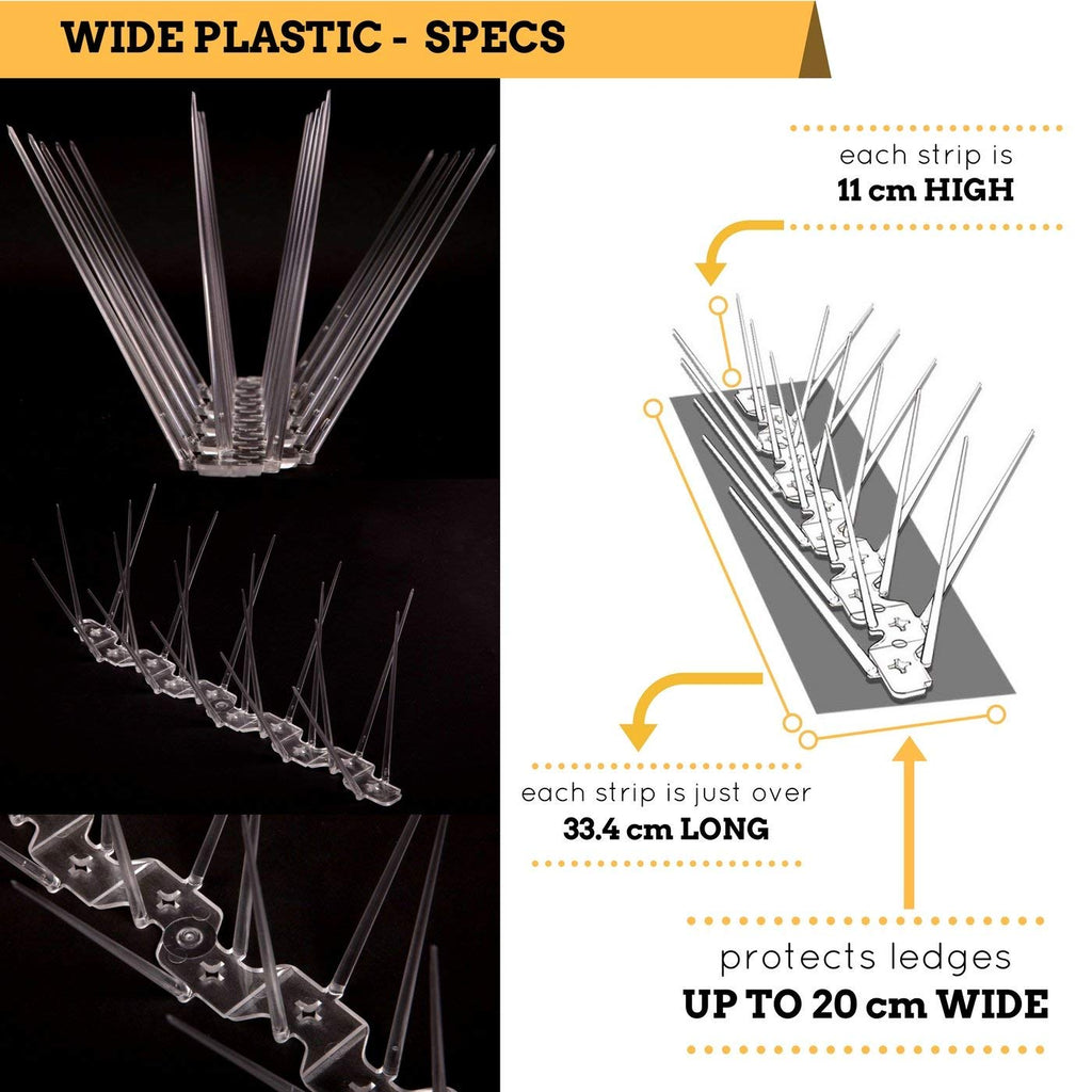 Defender Wide Plastic Bird Spikes - 6 Metre Pigeon Deterrent Kit