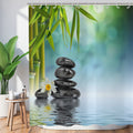 Hnmdmyi Zen Garden Shower Curtain | Waterproof Spa Bamboo & Stone, 71x79"
