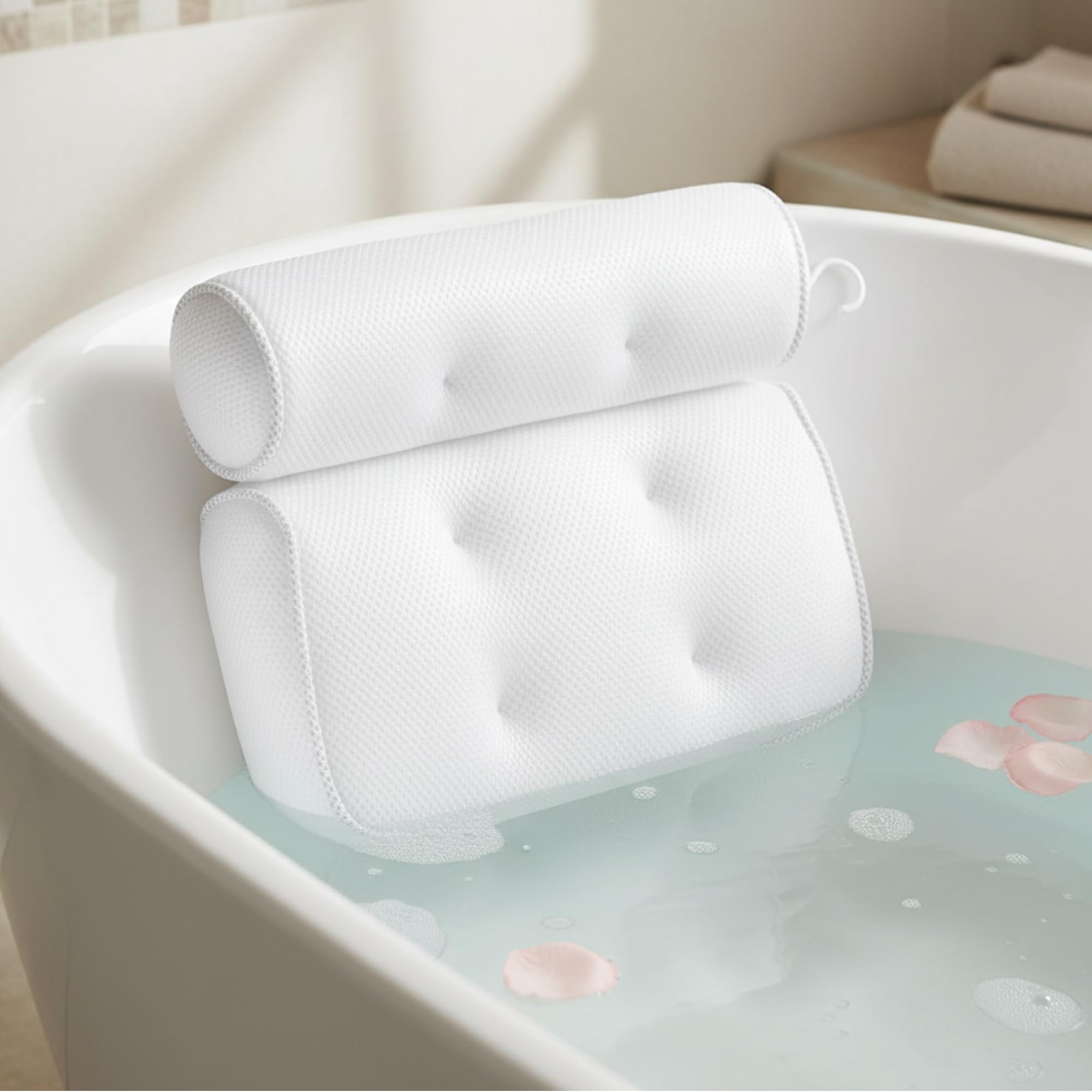 Luxury Bath Pillow – 3D Mesh Ergonomic Spa Cushion for Tub