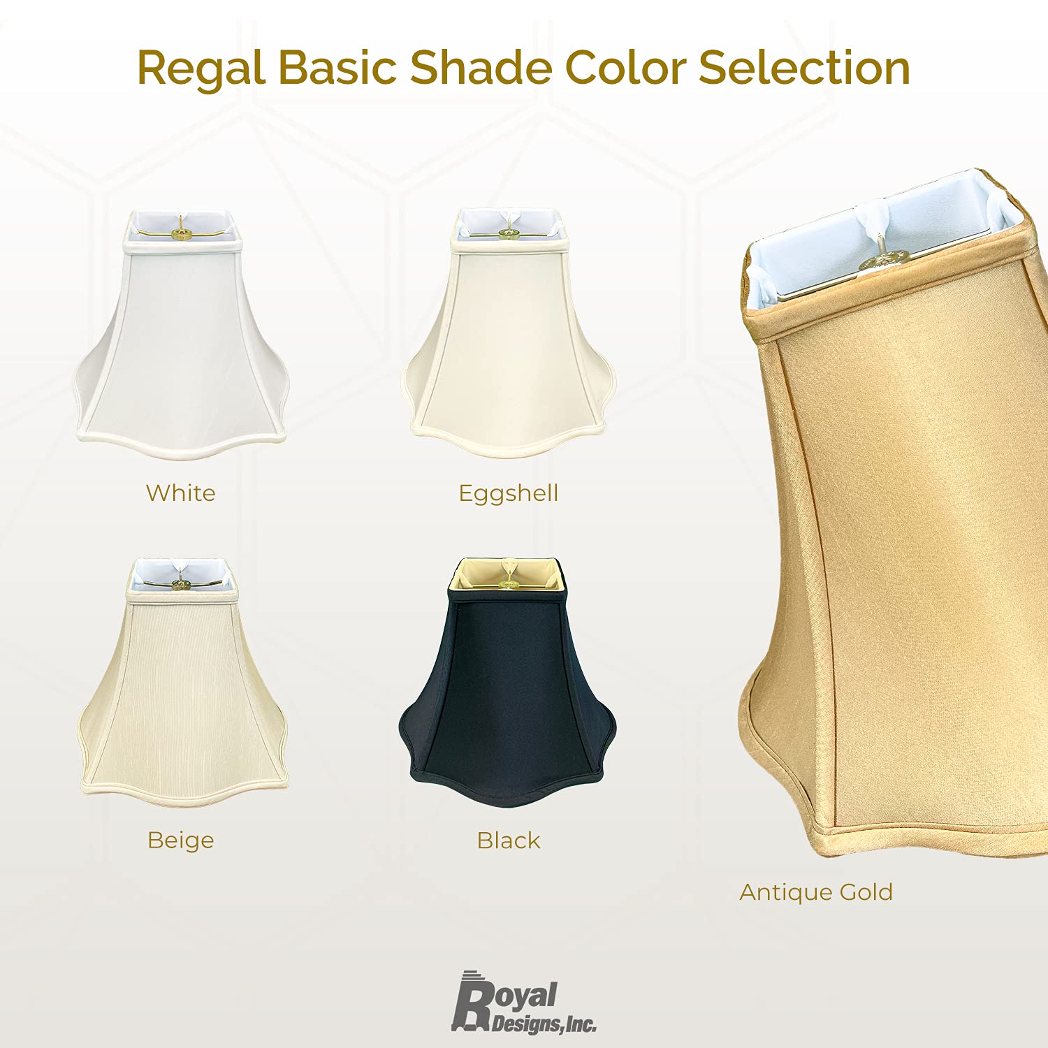 Royal Designs Fancy Square Bell Lamp Shade | Black Silk Shantung, 10-Inch