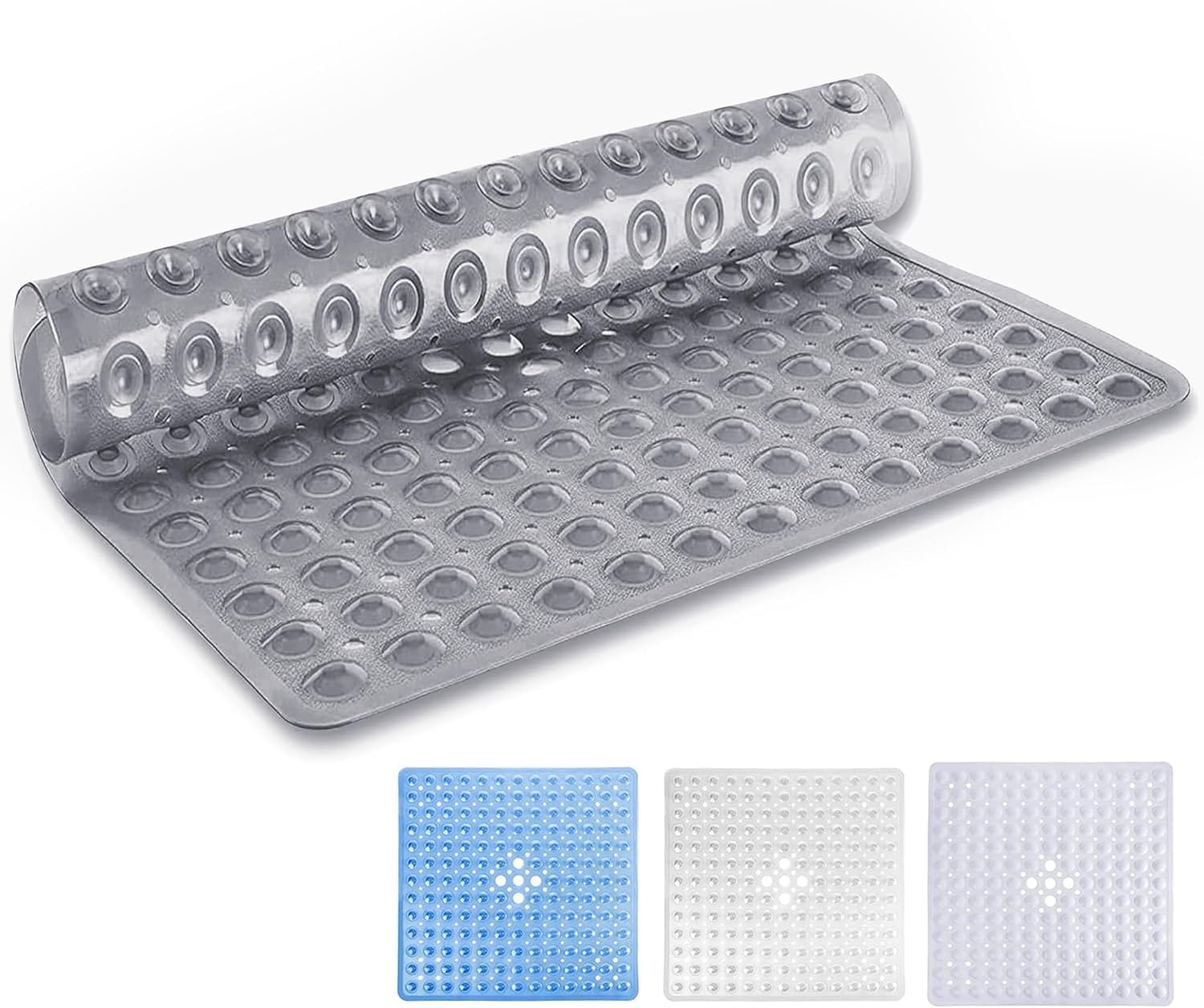 Ameha Non-Slip Square Shower Bath Mat – Grey Anti-Mould PVC 53x53cm