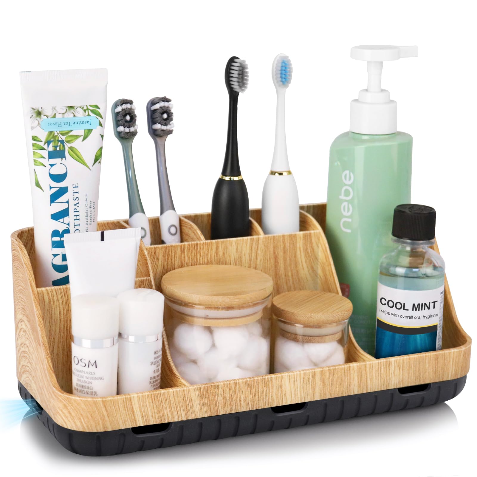 PARKMANI Toothbrush Holder - 7 Slot Bathroom Countertop Organizer