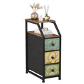VEDECASA Narrow 3 Drawer Chest | Slim Fabric Storage Unit with Wood Top