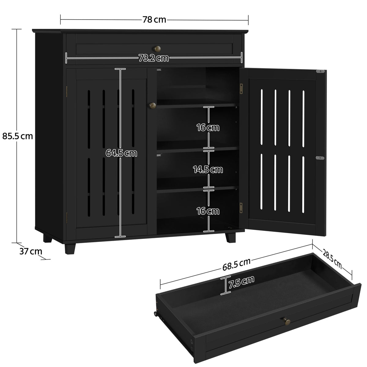 Yaheetech Shoe Cabinet 4-Tier Shoe Storage Organizer with Drawer, Black - image 4