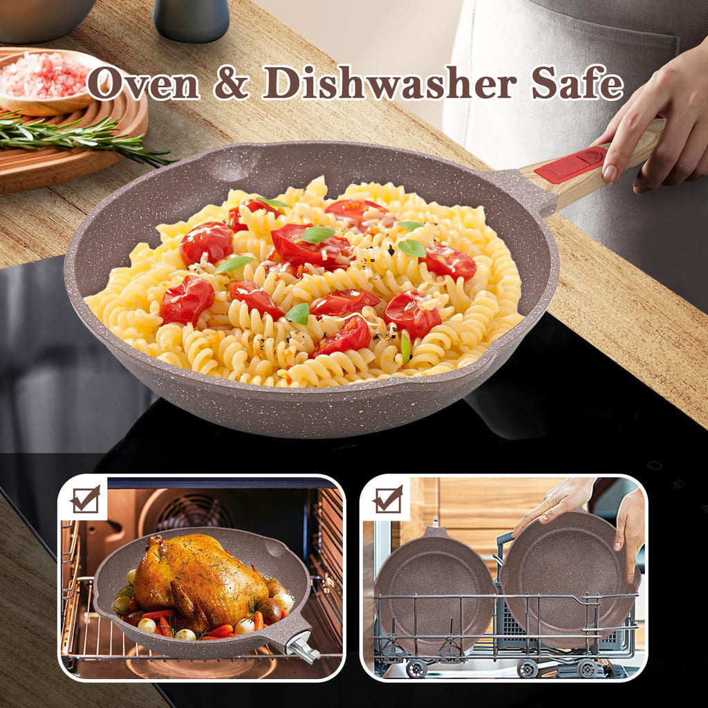 AIKENBBKK Ceramic Nonstick Frying Pan Set with Detachable Handle | 2-Piece
