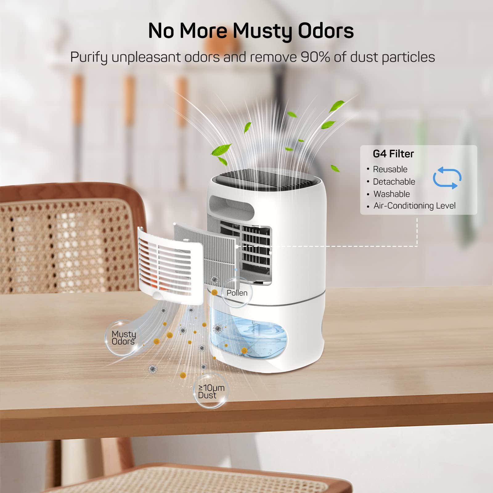 Dr.Prepare 2-in-1 Dehumidifier and Air Purifier | 1L Portable Quiet Unit