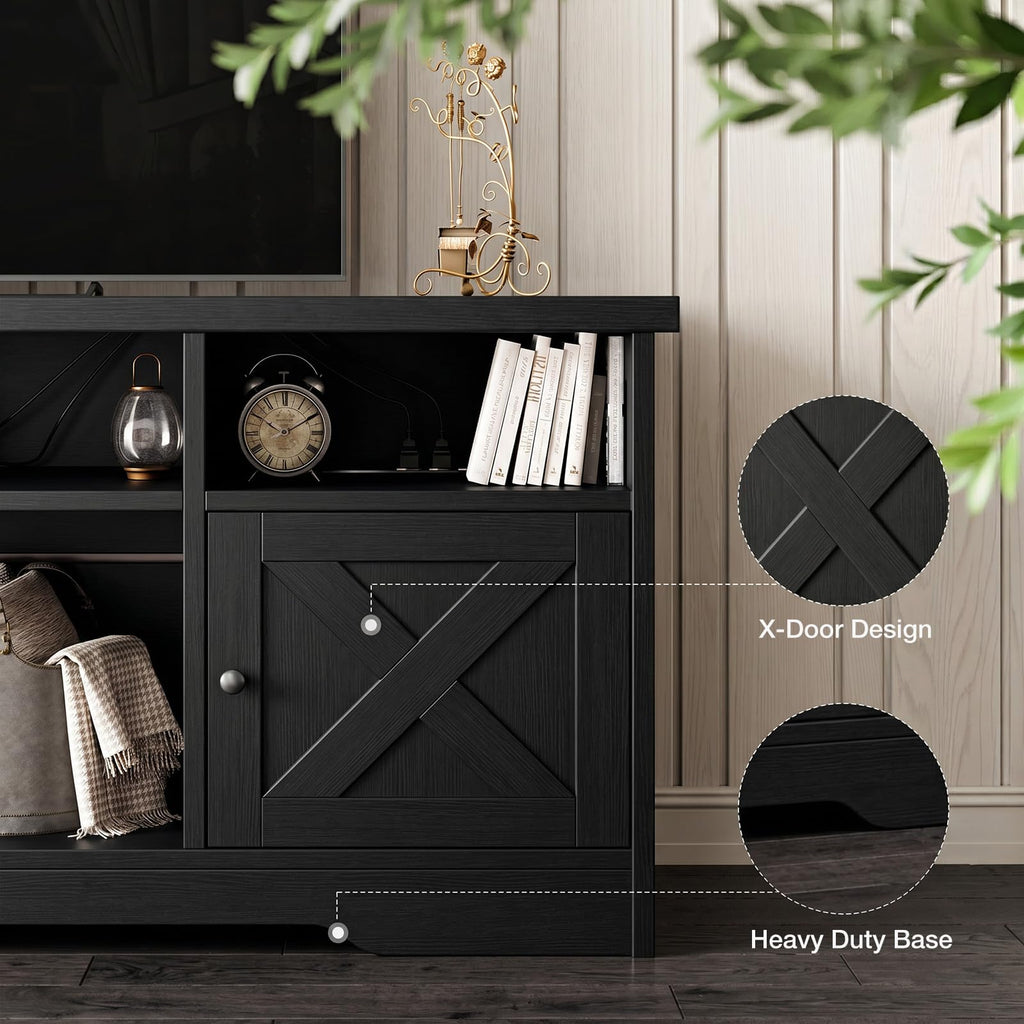 Coleshome Black TV Unit, TV Stand Cabinet with Sockets, USB and LED - image 3
