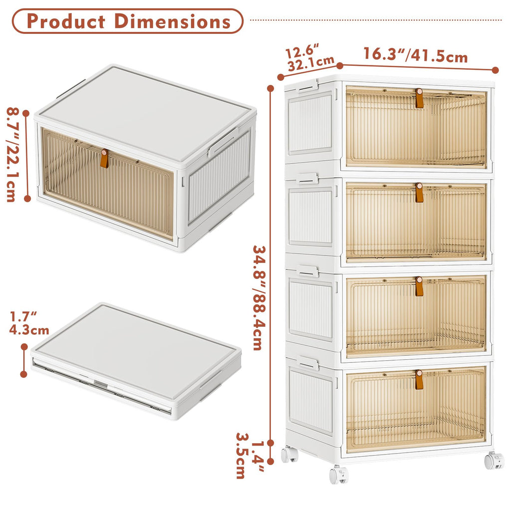 TidyTrove 4-Tier Stackable Plastic Storage Bins with Wheels | 112L