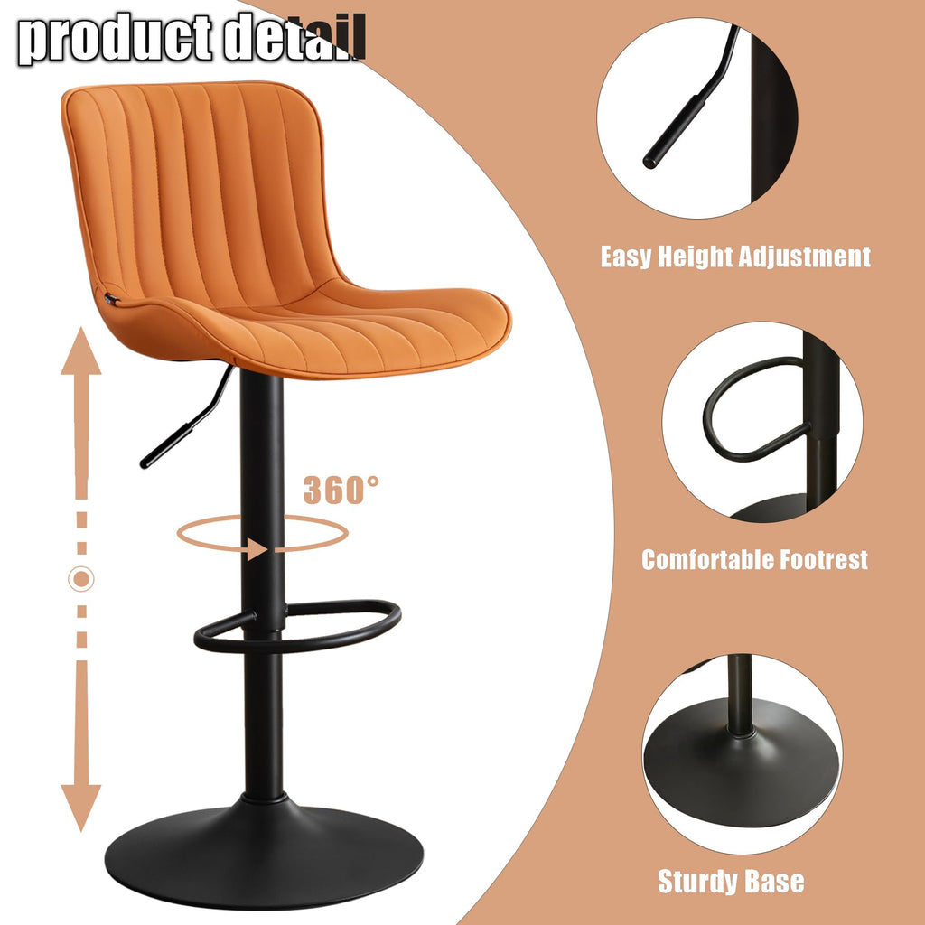 Kidol&Shellder Bar Stools Set of 2 Modern Breakfast Bar Stools, Camel - image 3