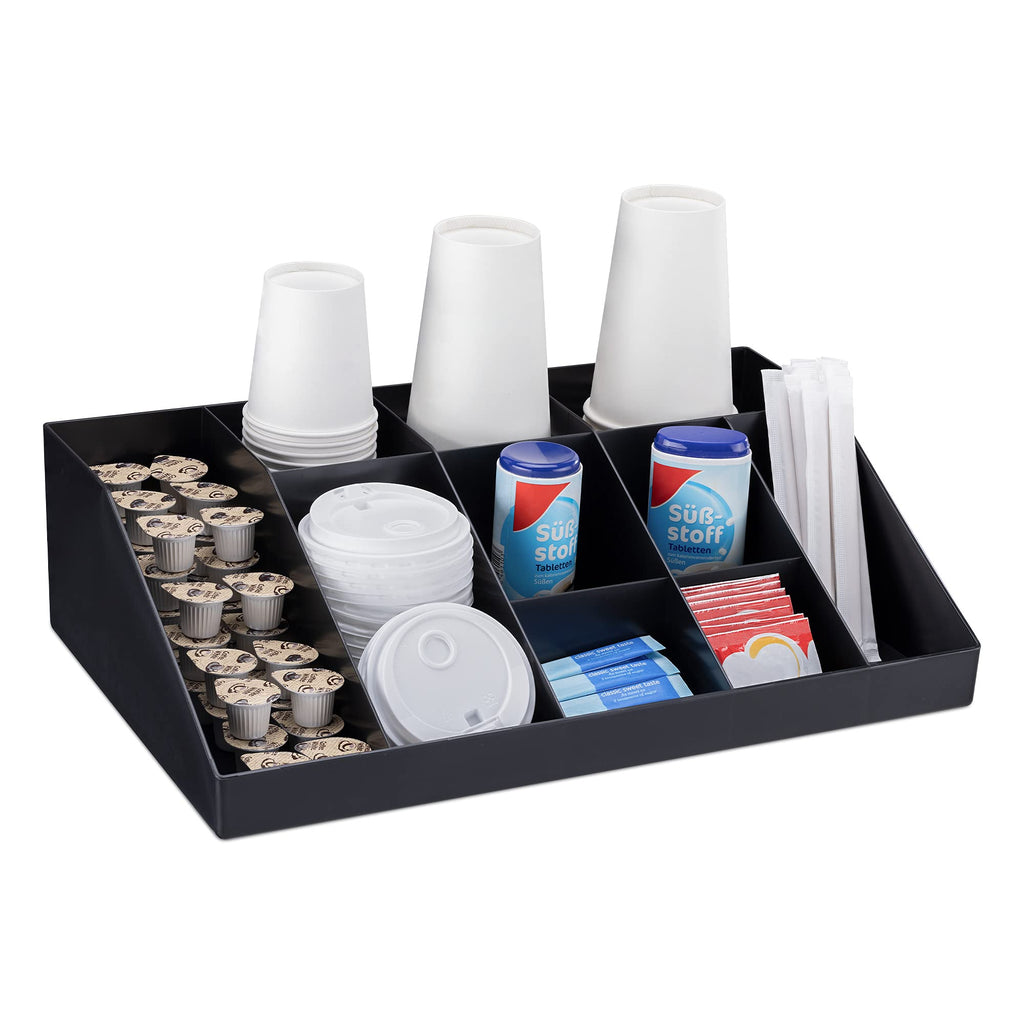 Navaris Coffee Station Organiser – 10 Compartment Tea & Condiment Caddy