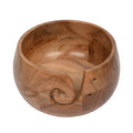 EDHAS Acacia Wood Yarn Bowl - Handmade Knitting and Crochet Holder - 7x4"
