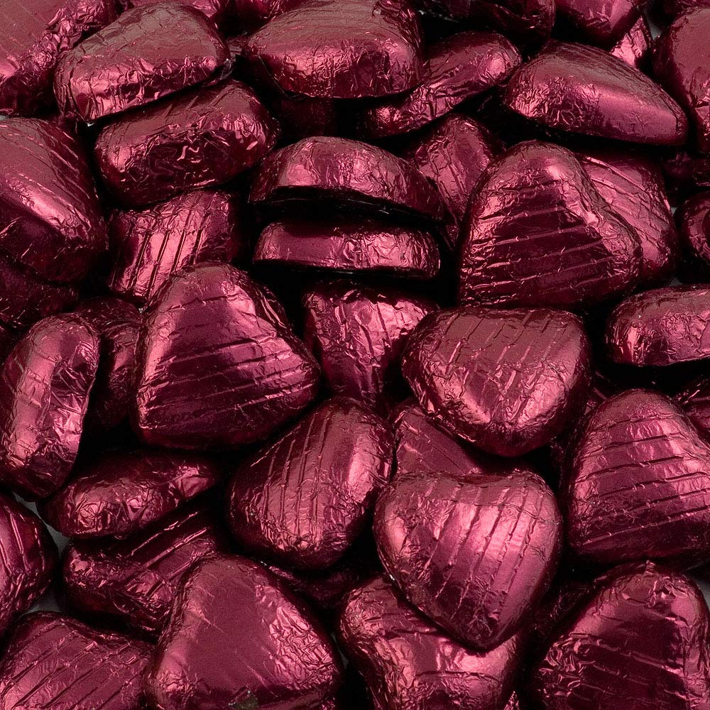 Italian Options Chocolate Foiled Hearts – 100 Burgundy Wedding Favors