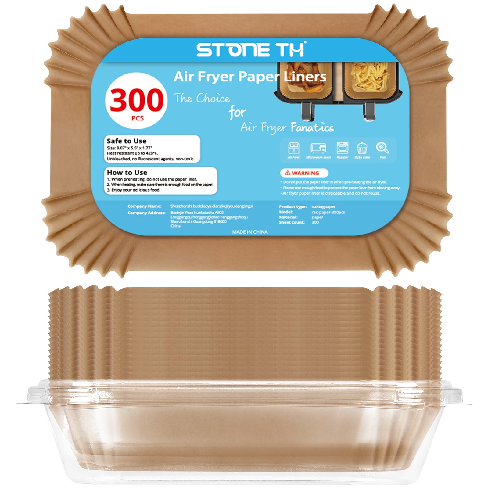 Stone TH Air Fryer Liners for Ninja Dual - 300PCS Parchment Paper