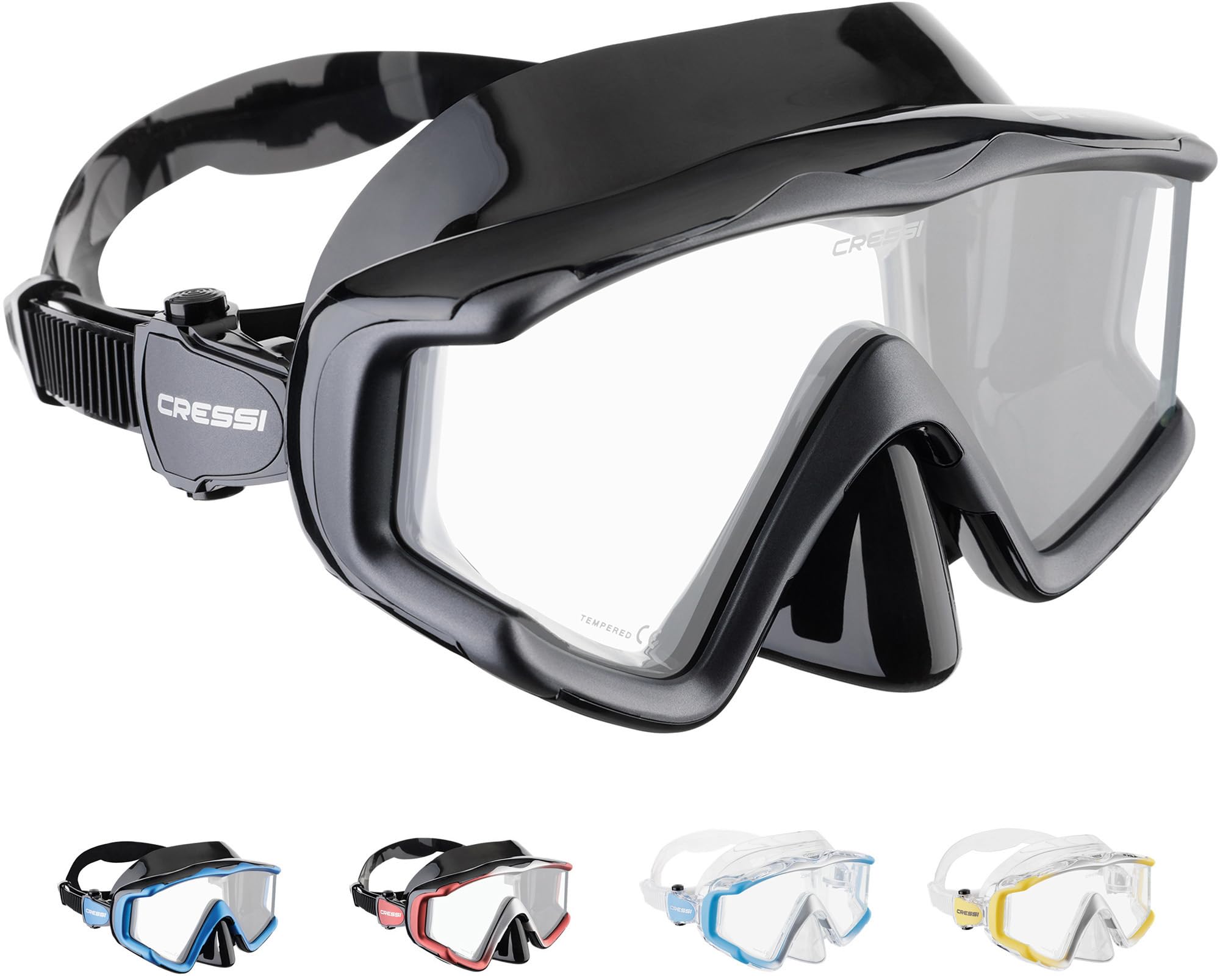 Cressi Liberty Triside Panoramic Scuba Diving Mask – Black/Graphite