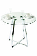 Jolof Store Metropolitan Round Glass Dining Table with Chrome Legs