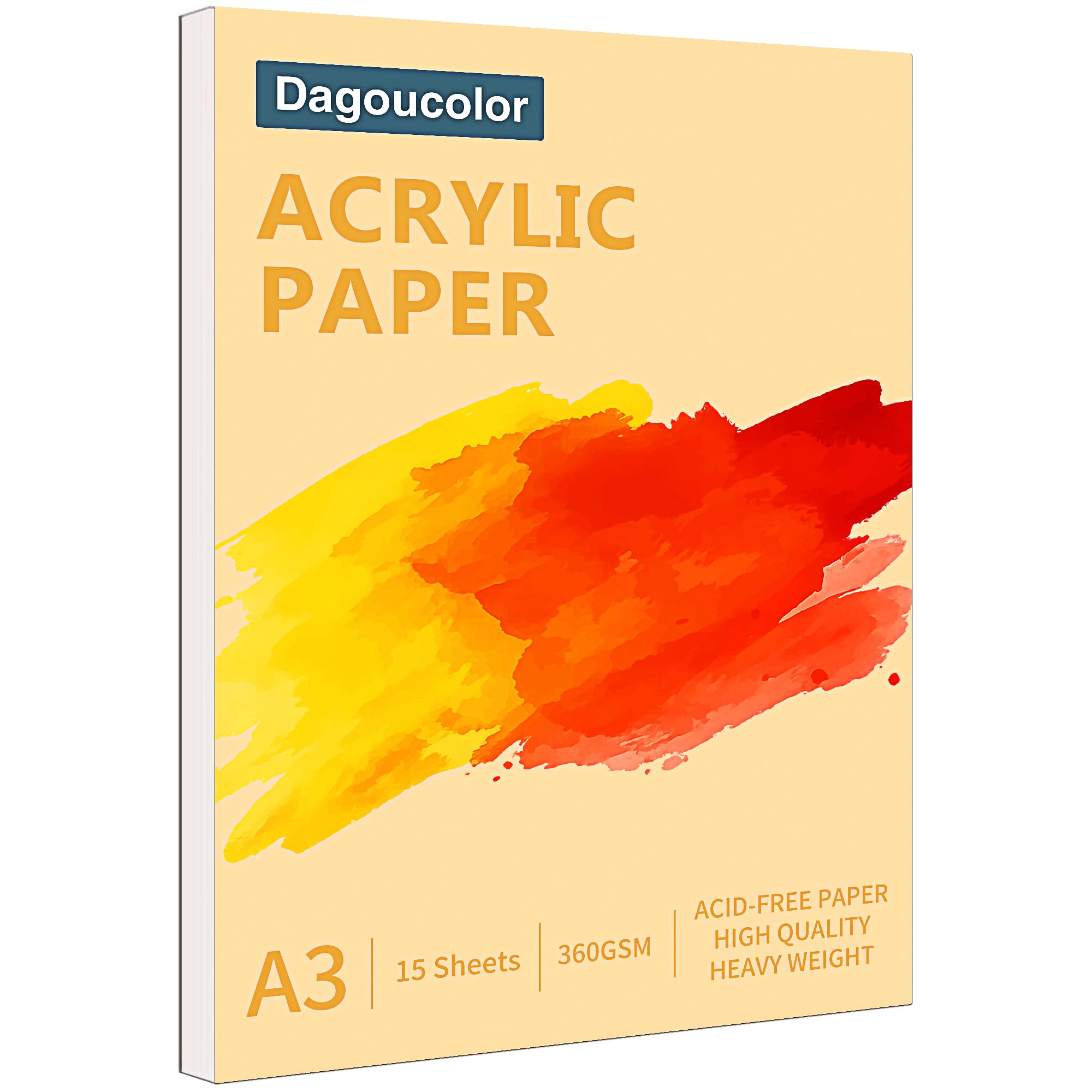 DagouColor A3 Acrylic Paper Pad | 360gsm Heavyweight Art Book, 15 Sheets