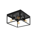Eglo Silentina 4-Light Flush Ceiling Lamp | Black Steel Industrial Design