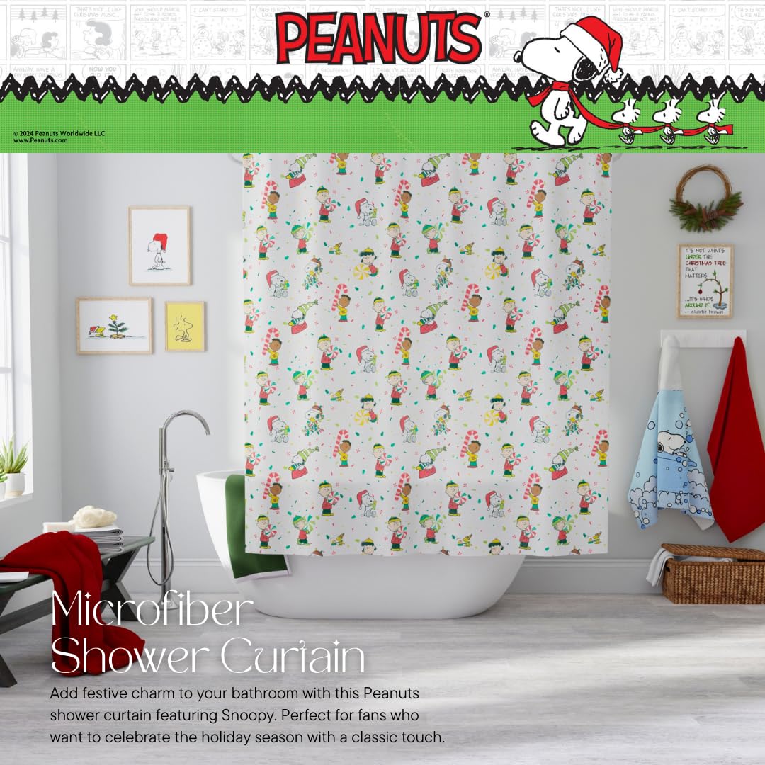 Franco Peanuts Holiday Christmas Bath Microfiber Shower Curtain, 72x72, Officially Licensed Product - image 3