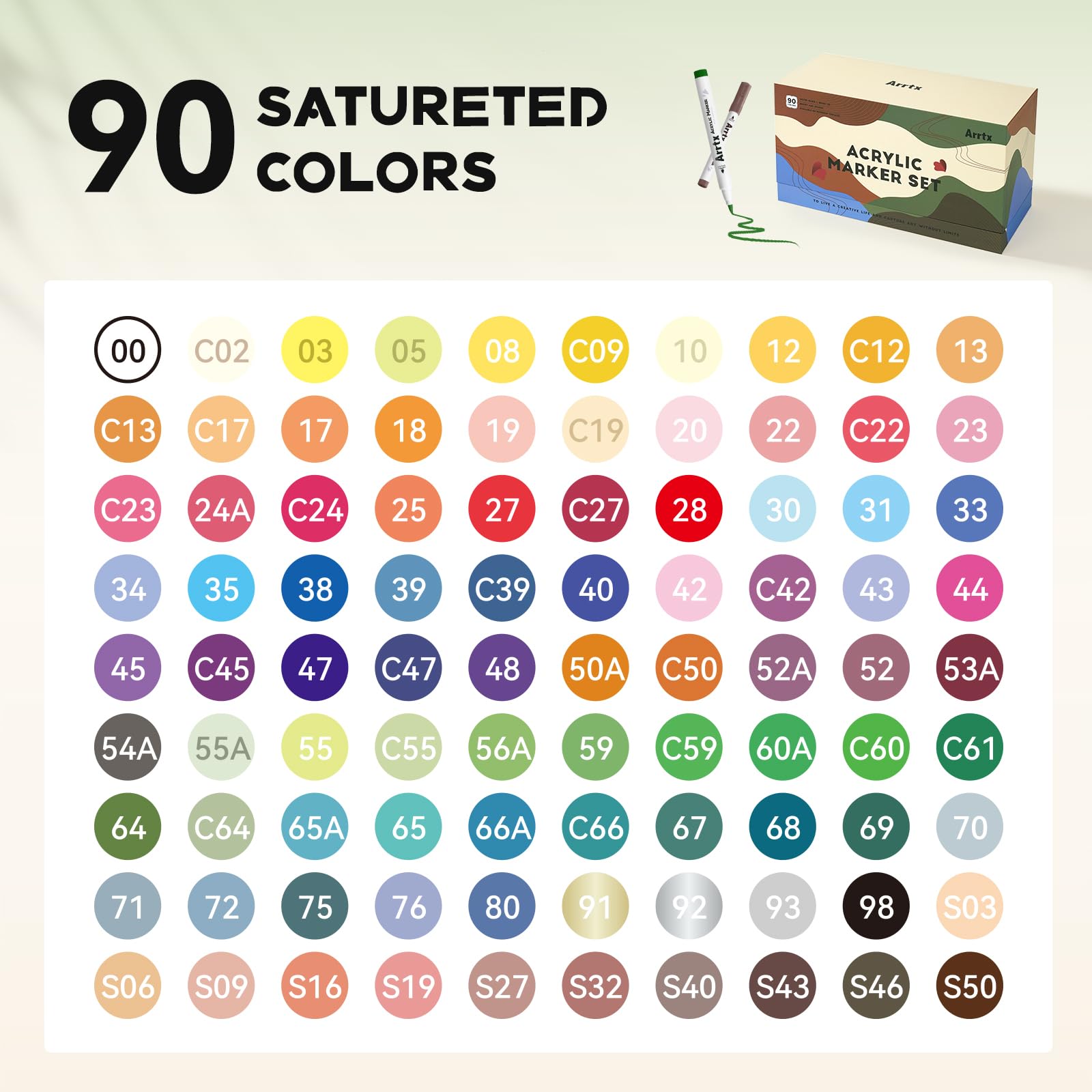 Arrtx 90 Colors Acrylic Paint Markers – Brush Tip Pens for Rock Painting