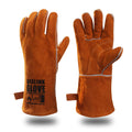 QeeLink Welding Gloves – 14-Inch Heat Resistant Brown Lined Leather