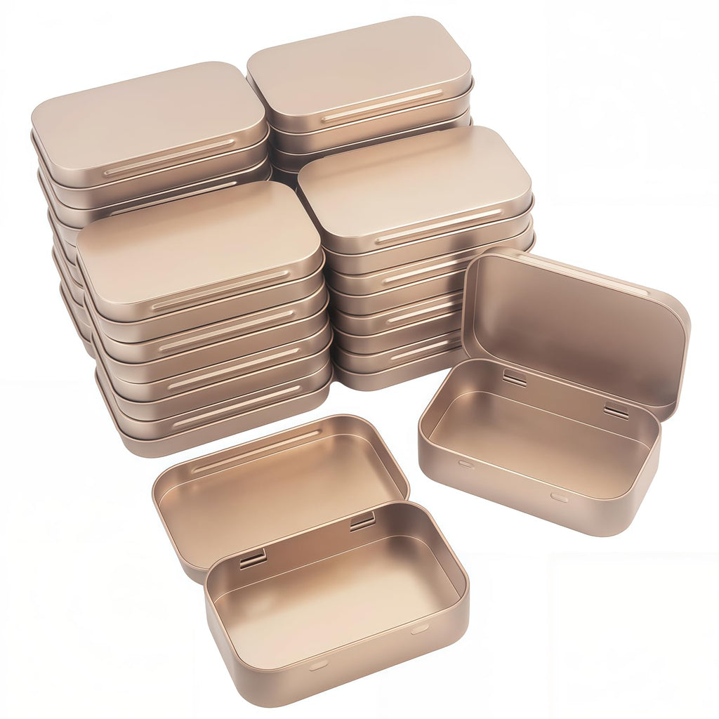 Rectangular Metal Hinged Tins, Rose Gold, 20 Pieces, 95x62x20mm - image 1