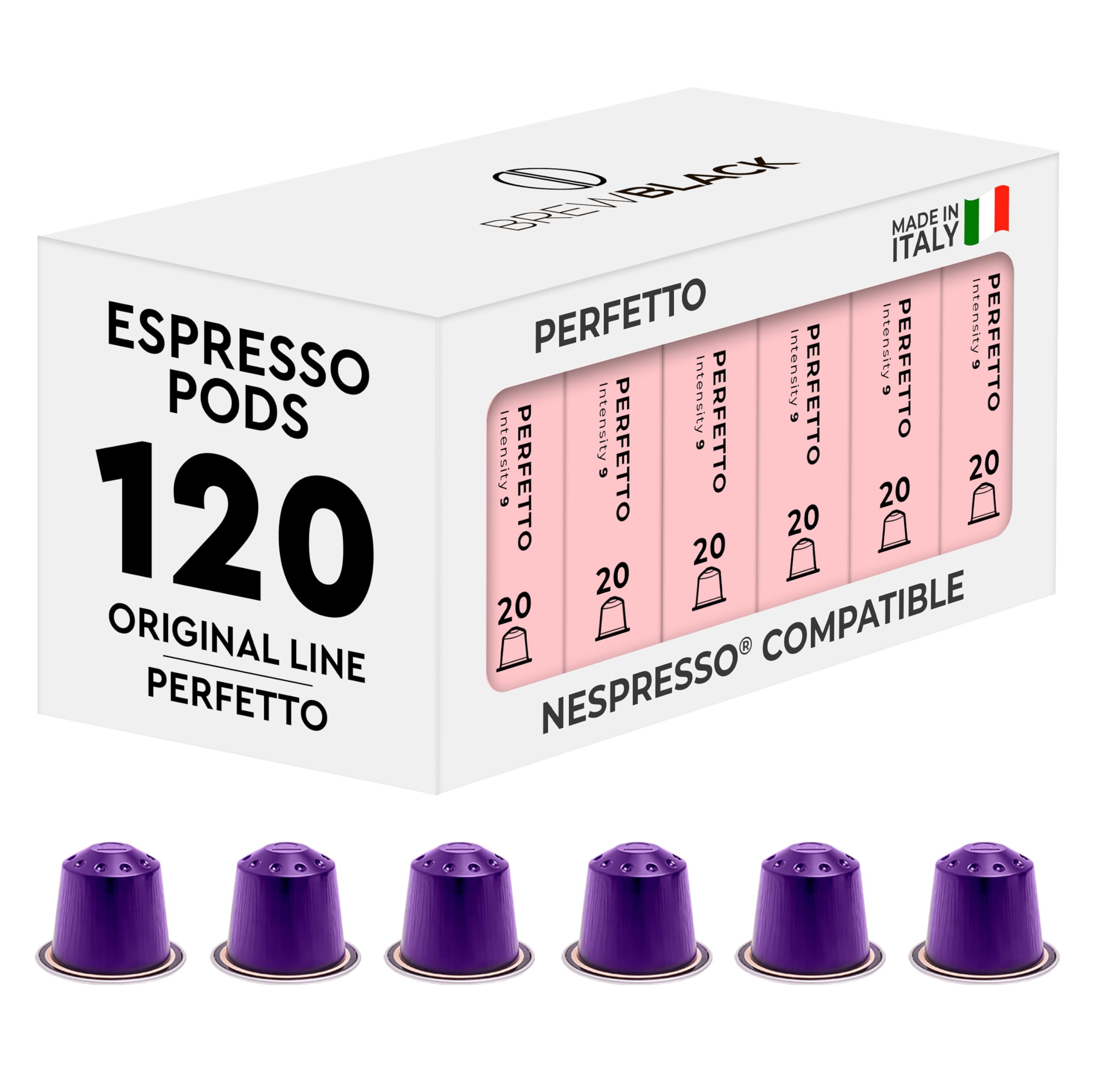 BrewBlack Perfetto Nespresso Compatible Pods – 120 Aluminium Capsules