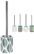 KW Luxury Stoneware Toilet Brush Holder – Tropical Green Leaf Pattern
