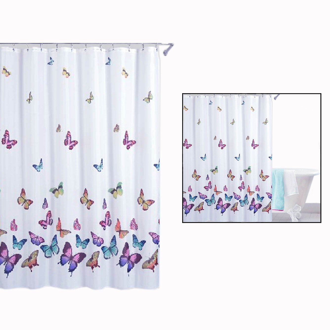 Itian Butterfly Print Shower Curtain | Waterproof Polyester - 71x71