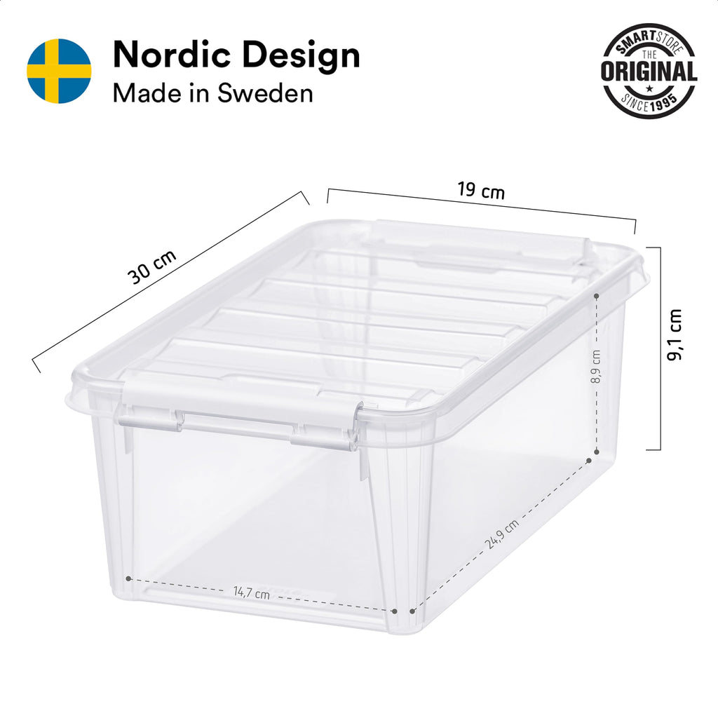 SmartStore 3.6L Plastic Storage Boxes with Lids - Set of 8 | Transparent