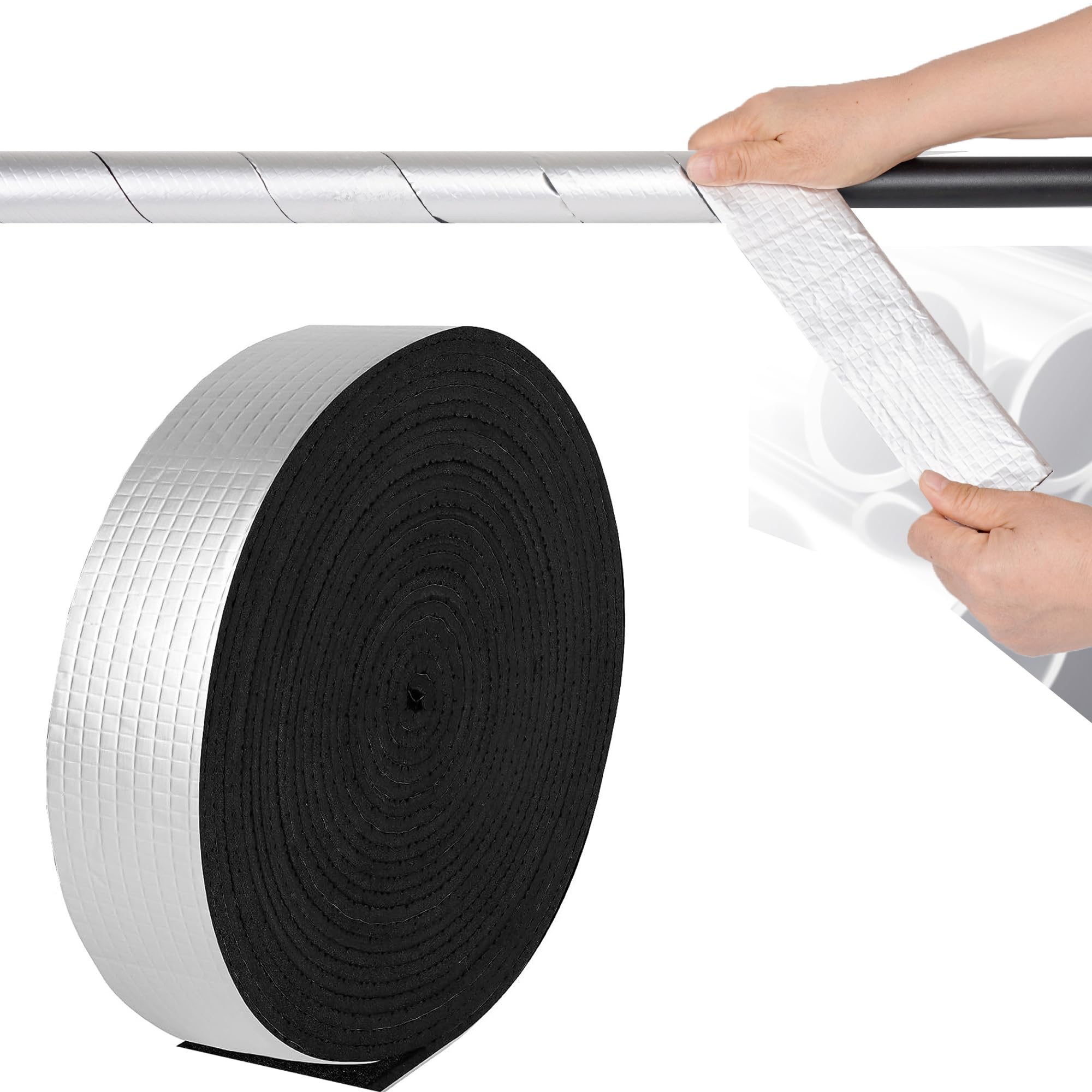 WBCBEC Pipe Insulation Wrap – 32.8ft Foam & Foil Self Adhesive Tape