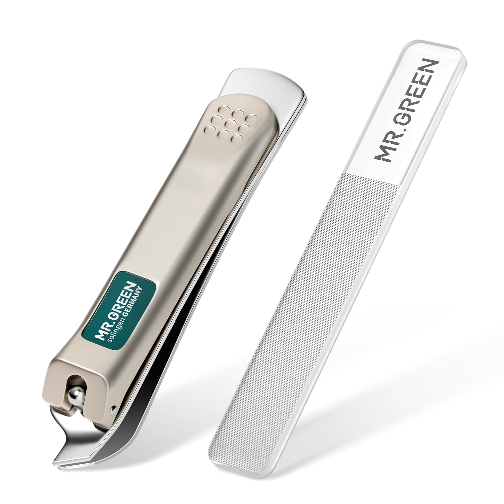 MR.GREEN Slanted Edge Nail Clippers – Anti-Splash Stainless Steel Trimmer