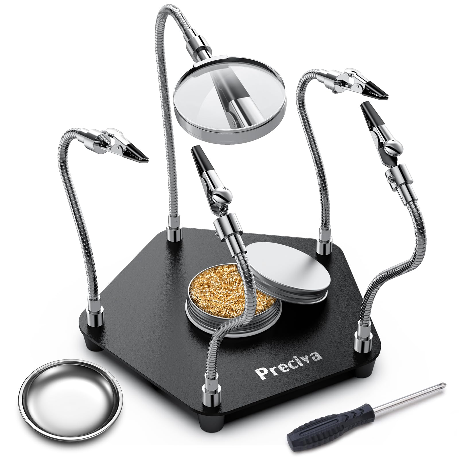 Preciva Magnetic Helping Hands Soldering Tool with Magnifying Glass