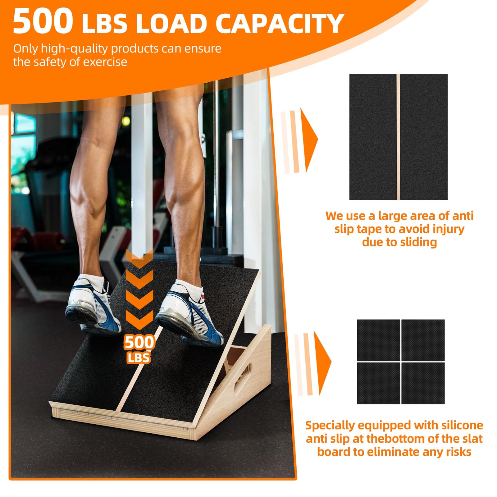 STNFAREBI Wooden Slant Board – 5-Position Adjustable Calf Stretcher