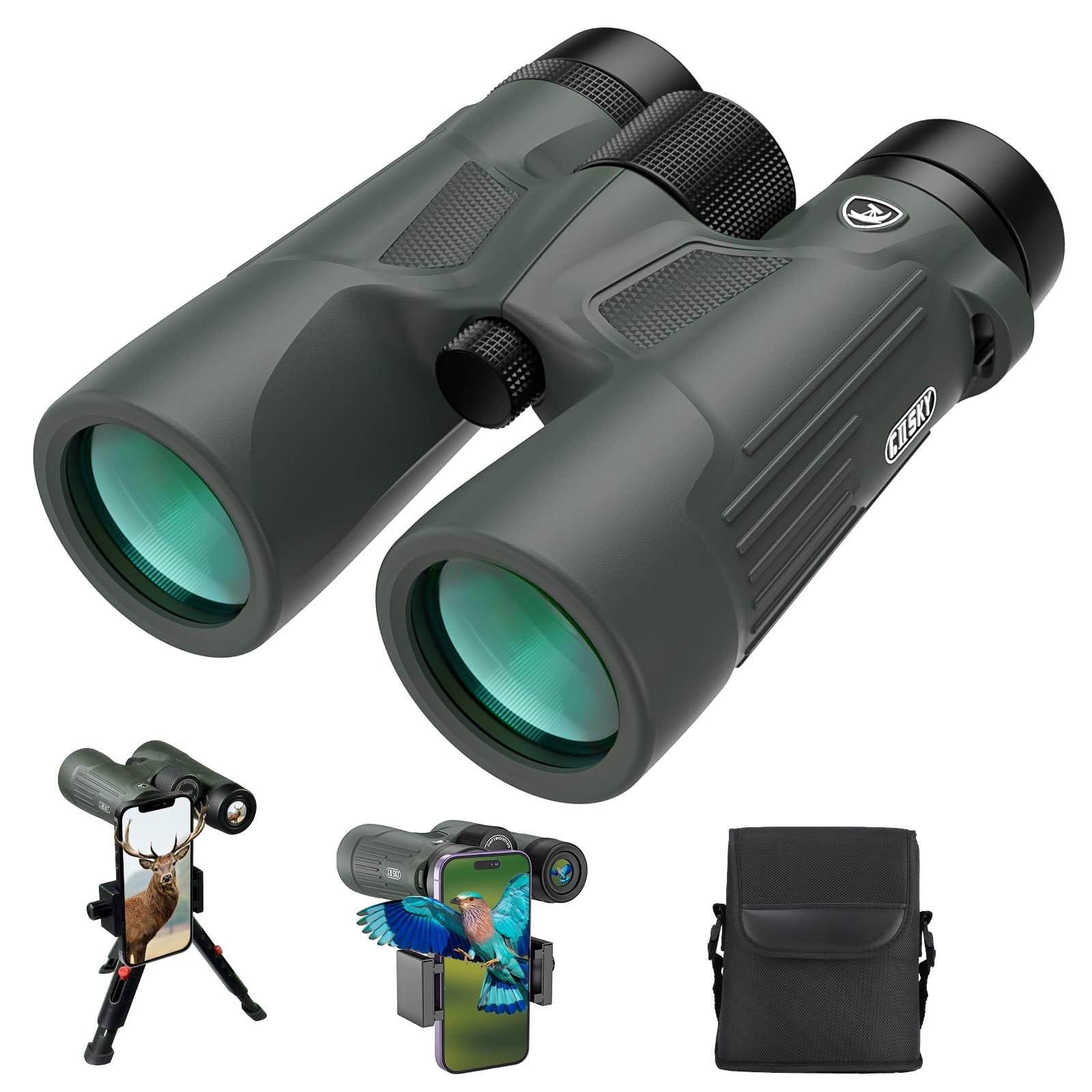 Gosky 10X42 HD Binoculars with Phone Adapter | Waterproof BAK4 Prism
