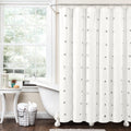 Lush Decor Boho Circle Tufted Recycled Cotton Shower Curtain - Gray