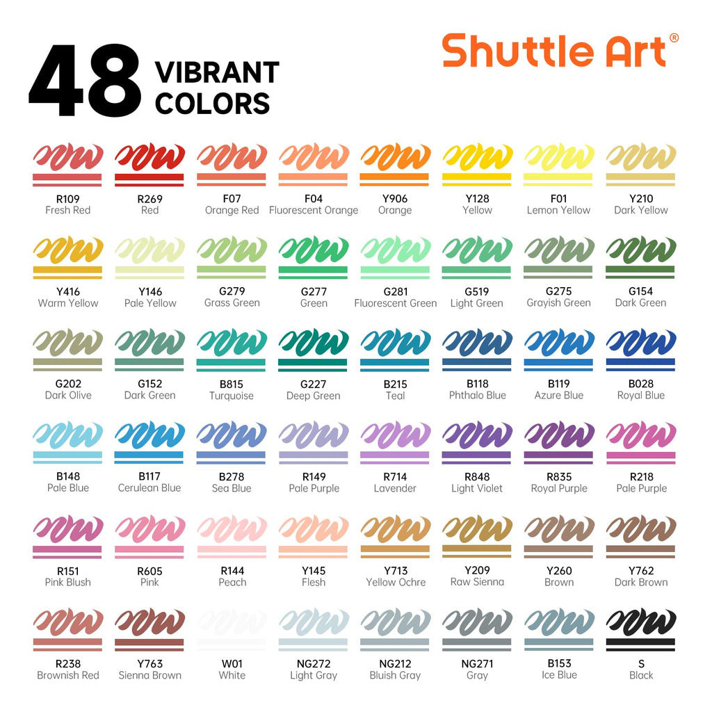 Shuttle Art 48 Colors Acrylic Paint Pens – Brush Tip Markers for Rock Painting