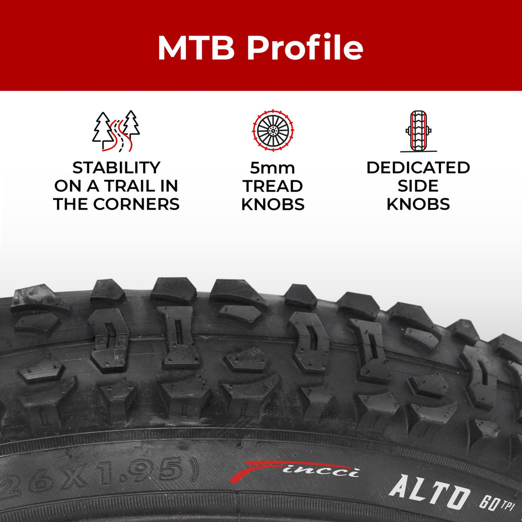 Fincci Pair 26 x 1.95 MTB Bike Tyres | Foldable 60 TPI Nylon Tires