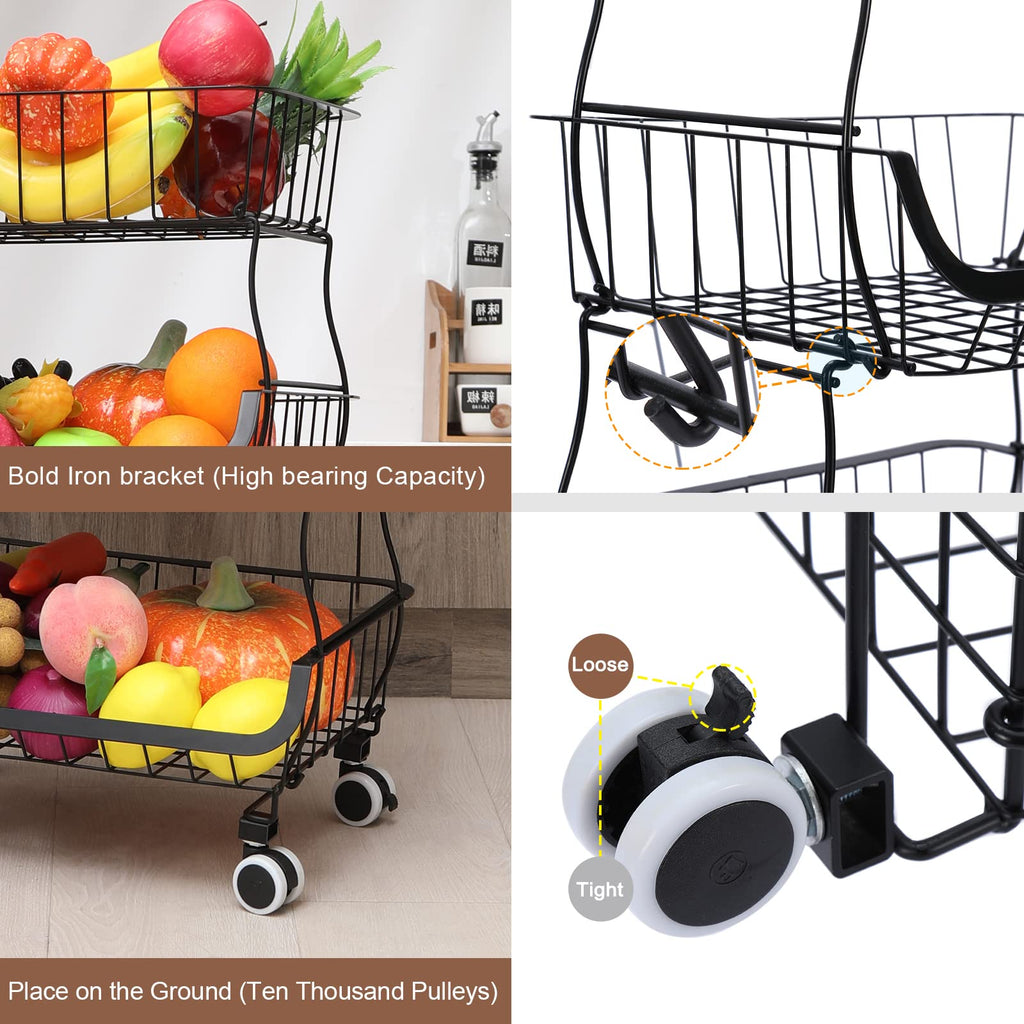 BRIAN & DANY 6-Tier Stackable Vegetable Rack | Rolling Kitchen Cart