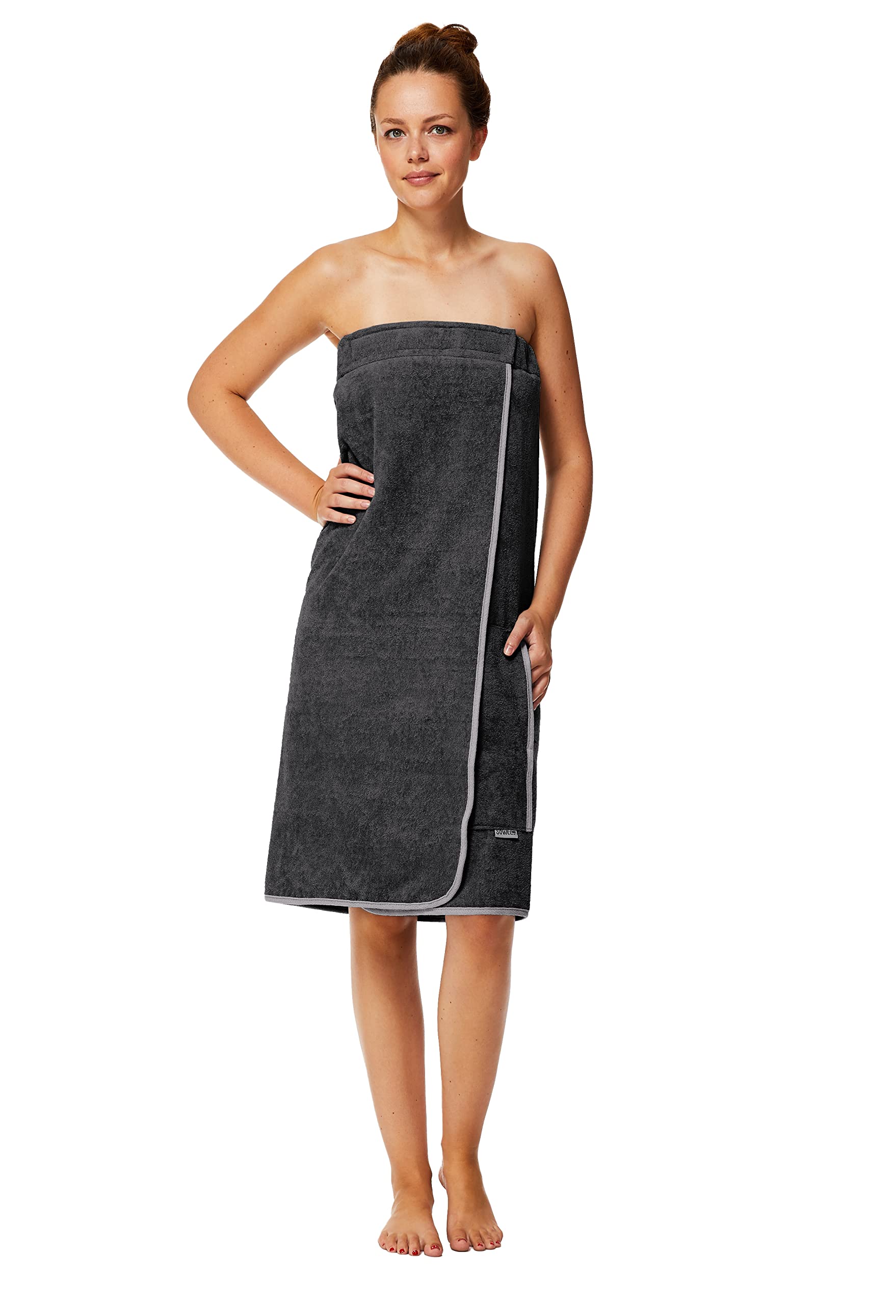 Sowel Women's Organic Cotton Sauna Kilt – GOTS Certified Towel, Grey