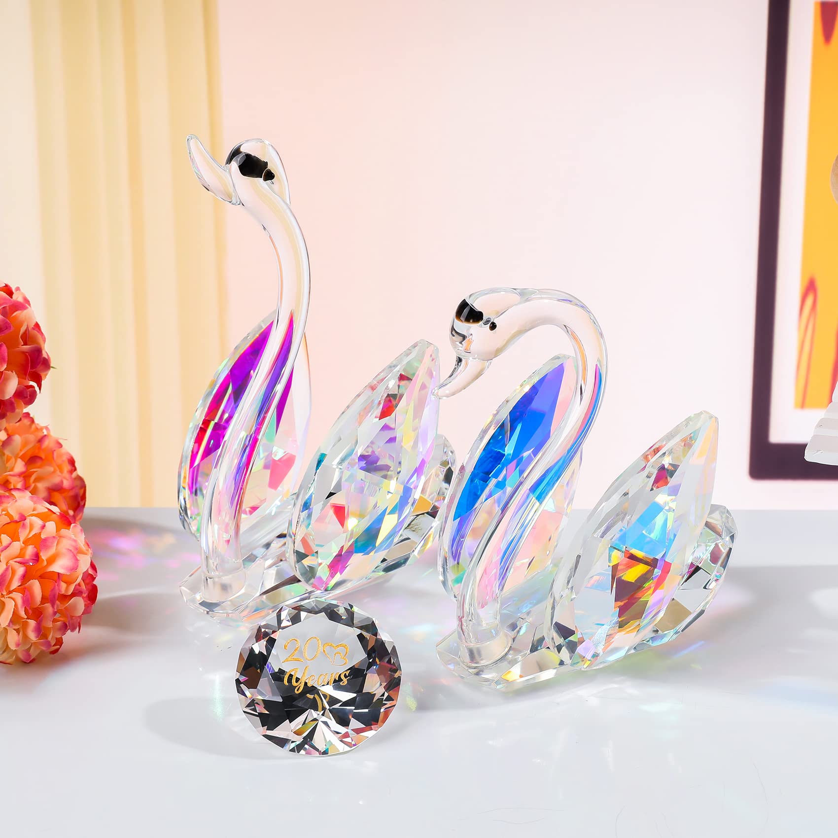 Crystal Swan Set – 20th Wedding Anniversary Glass Keepsake