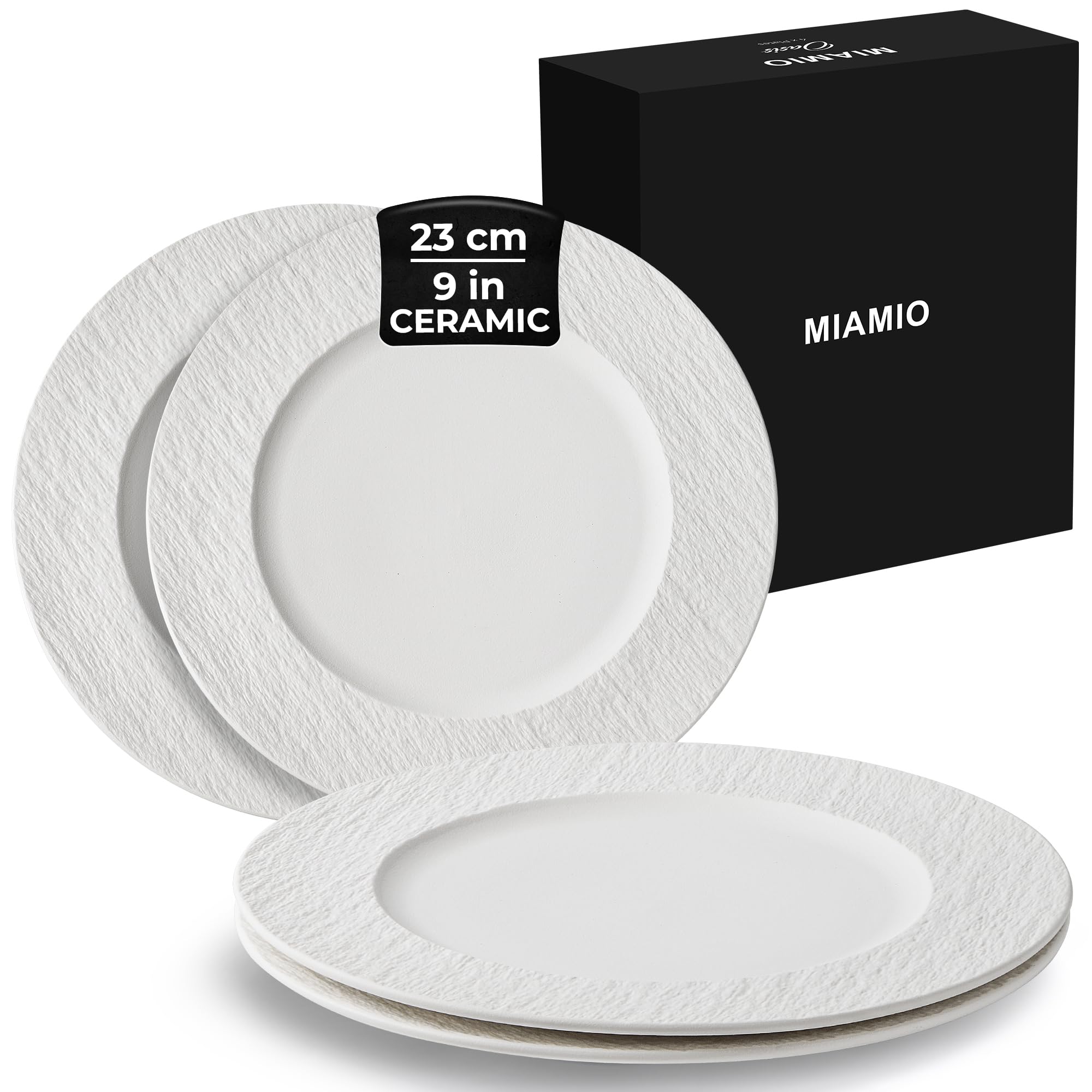 MIAMIO Oasis Ceramic Dinner Plates – 23cm Matte Stoneware Set of 4