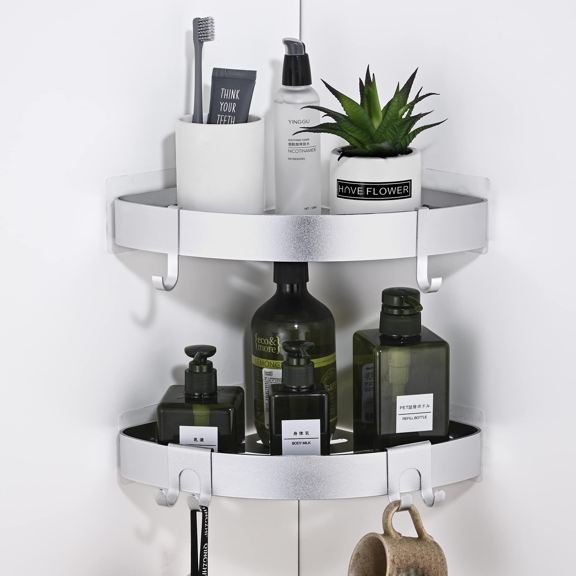 TRUSTLIFE Corner Shower Caddy – 2 Pack Space Aluminum Wall Shelf