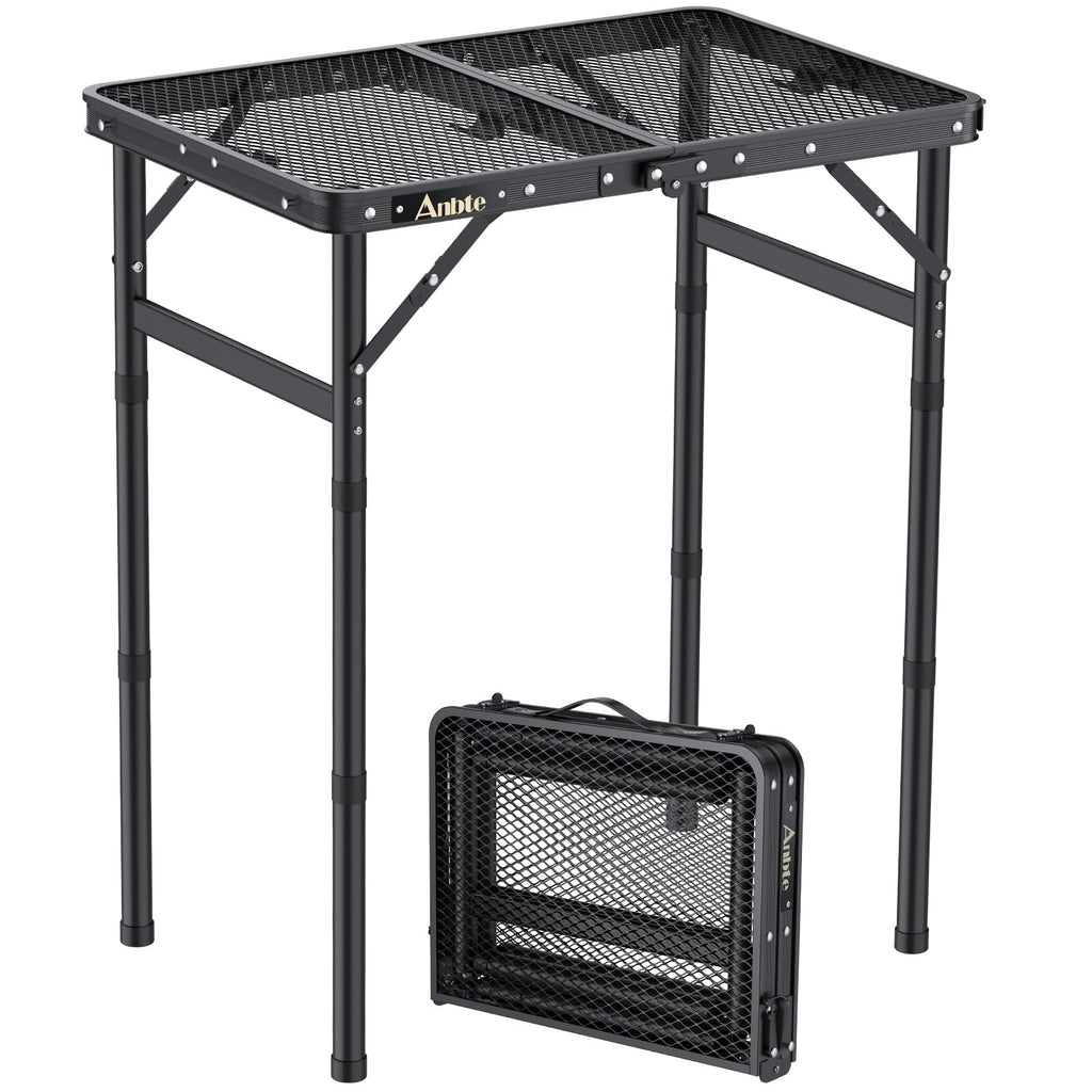 Anbte Folding Grill Table – 3 Adjustable Heights Heat-Resistant Mesh