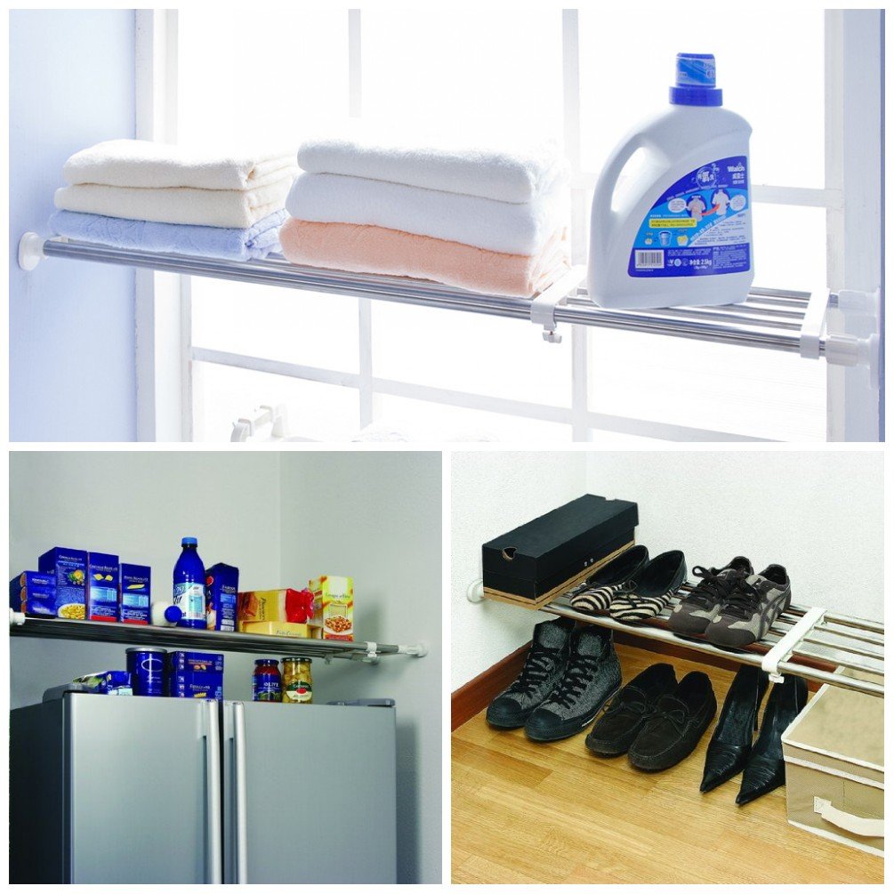 BAOYOUNI Adjustable Wardrobe Shelf Rack – Heavy Duty Tension Closet Divider