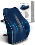 Travel Ease Memory Foam Lumbar Support Cushion for Office Chairs - Dark Blue