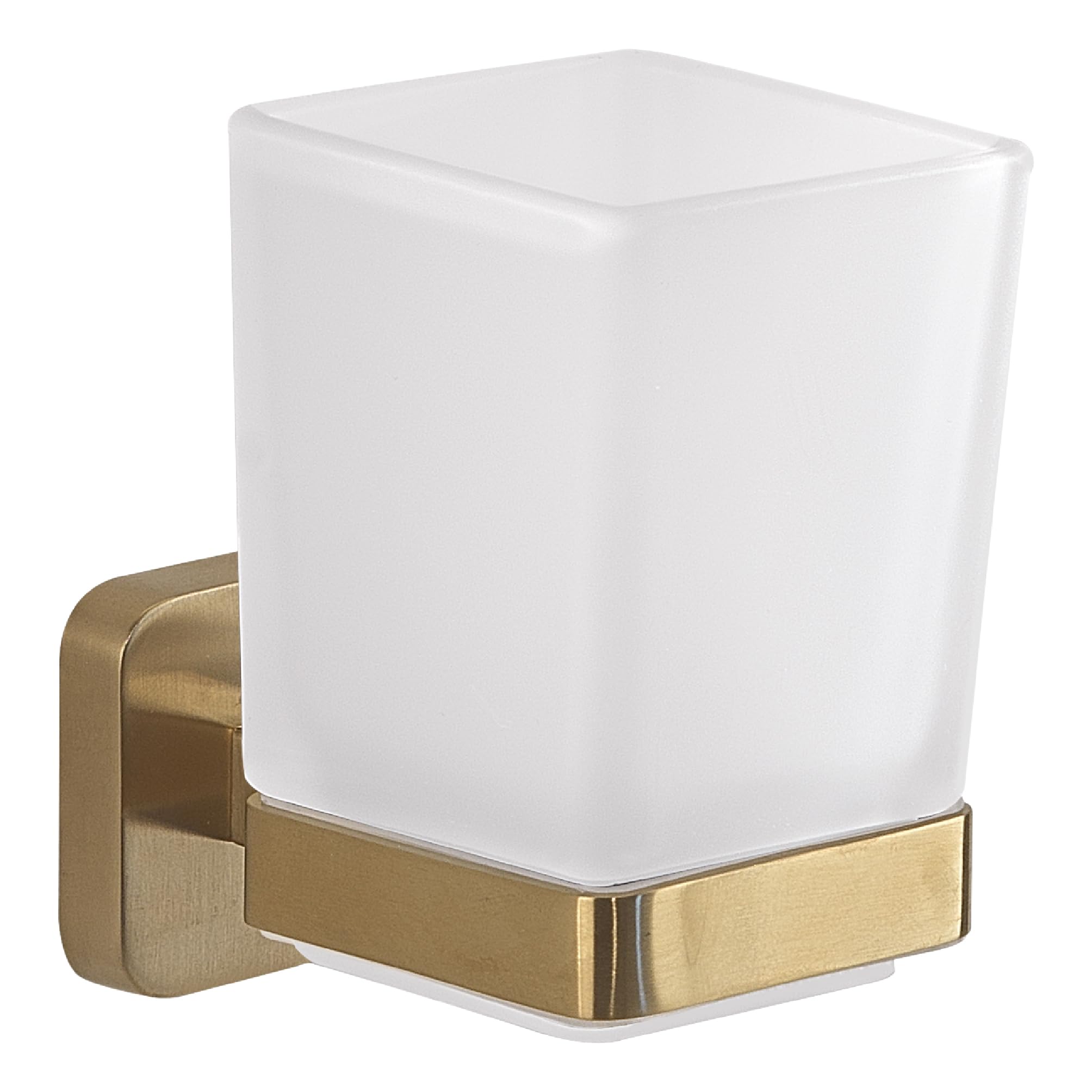 Gedy Tonga Wall Toothbrush Holder – Matte Gold Stainless Steel & Glass